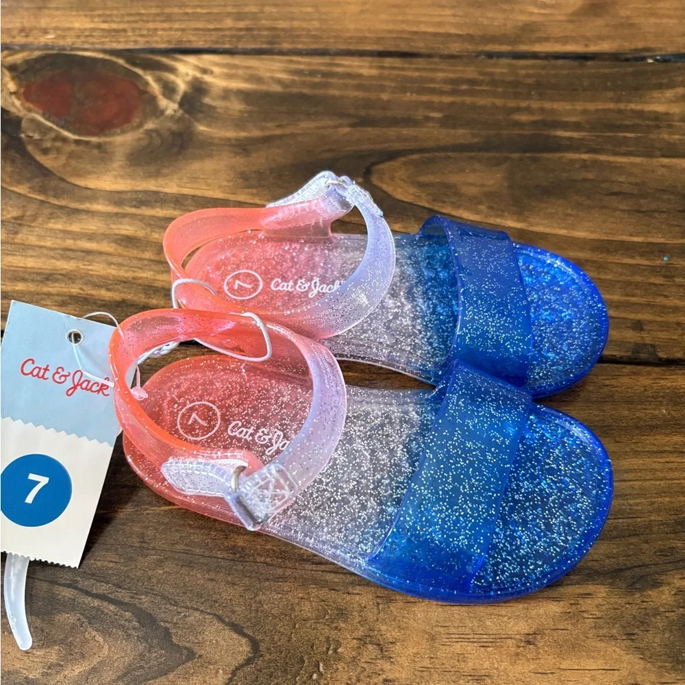 Cat & Jack Kids Glitter Sandals - Blue and Red